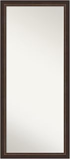 Amanti Art Non-Beveled Wood Full Length Mirror (64.5 x 28.5 in.), Lara Bronze Frame - Floor Mirror, Wall Mirror - Bronze,Brown