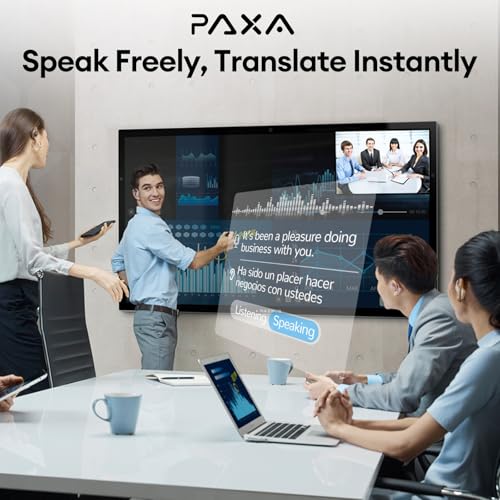 PAXA OpenAir5 Sprachübersetzer Bluetooth 5.4 Echtzeit-Übersetzer mit Sprachübersetzer in Echtzeit mit 145 Sprachen, für Reisen und Lernen schwarz