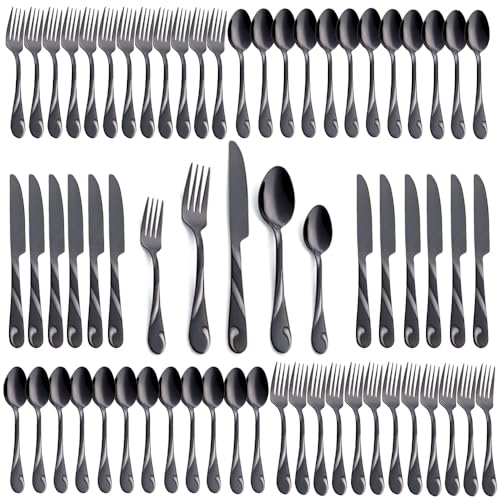 Seeshine Schwarzes Besteckset für 12 Personen, 60-teiliges...