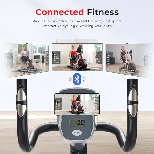 image for Sunny Health & Fitness Essentials Series Magnetic Smart Recumbent Bike