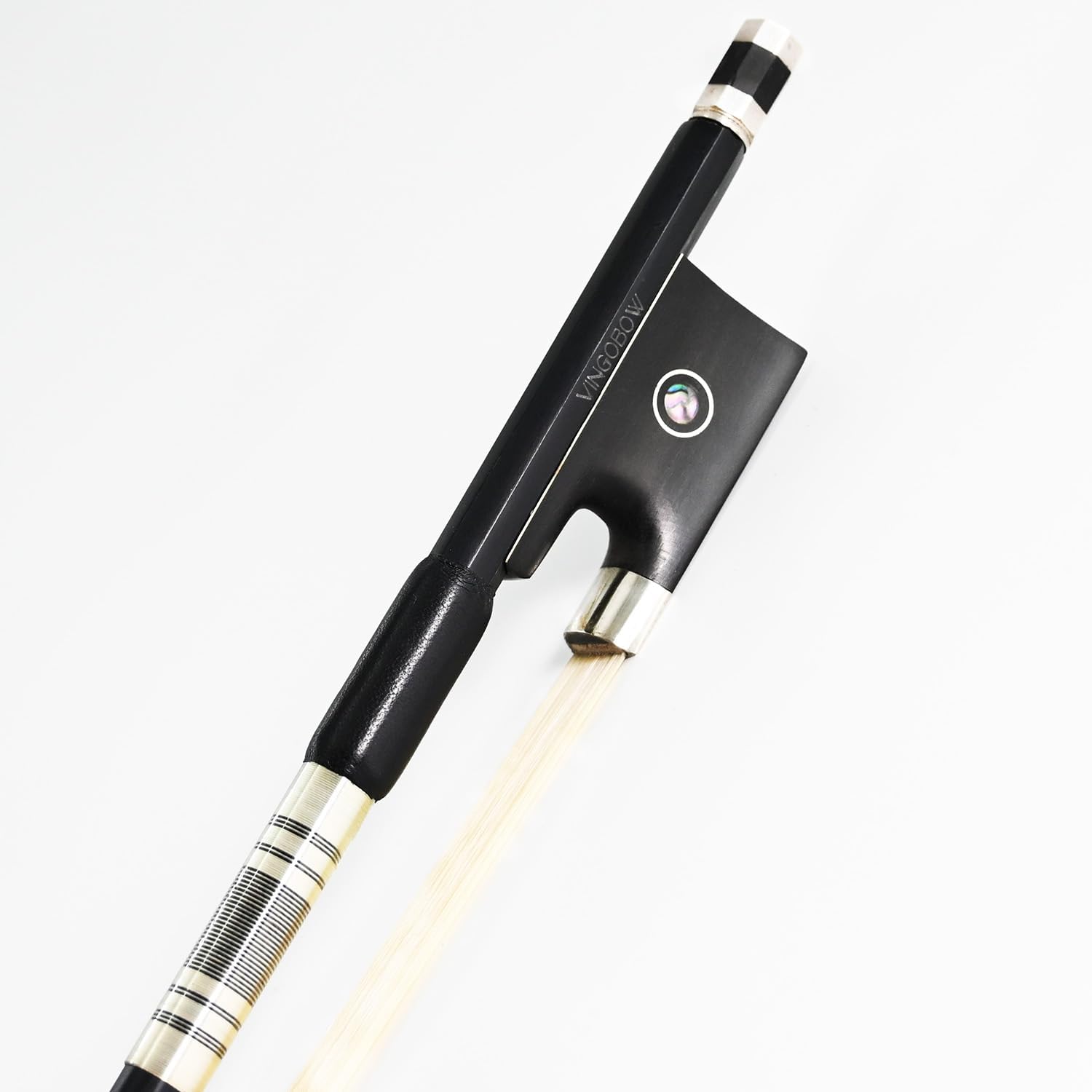 1/4 Quarter Size Carbon Fiber Violin Bow Full 101V Advanced Level 56 cm Parisian Eyes Ebony Frog Straight Smooth Screw Strong Durable Unbleached Mongolian Horse Hair Warm Sweet Sound