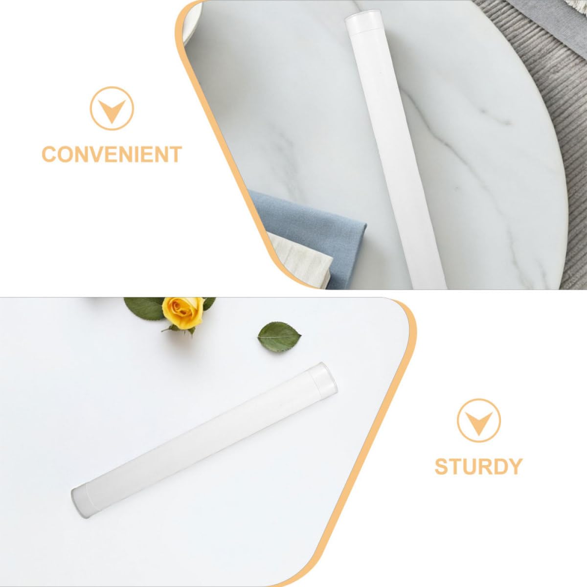 Zestaw 4 Tubi di Stoccaggio Rotondi in Plastica PE 31 cm Lunghezza 5 cm Diametro con Coperchio