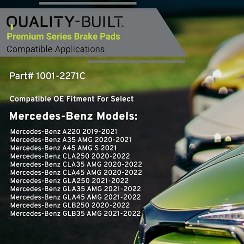 Image of QUALITY-BUILT Rear Ceramic Brake Pads, Premium 1001-2271C, Compatible with 2019-2022 Mercedes-Benz (A220,A35 AMG,A45 AMG S,CLA250,CLA35 AMG,CLA45 AMG,GLA250,GLA35 AMG,GLA45 AMG,GLB250,GLB35 AMG)