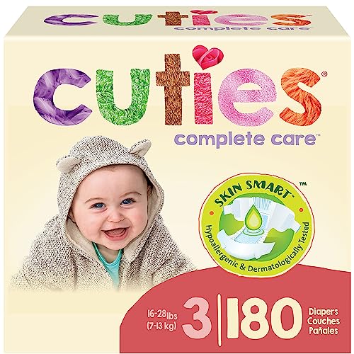 Image of Cuties | Skin Smart, Absorbent & Hypoallergenic Diapers with Flexible & Secure Tabs | Size 3 | 180 Count