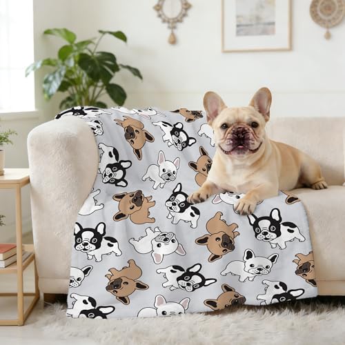 Image of Cute French Bulldog Blanket, Animal Dog Print Throw Blankets for Puppy Dog Crib Bed Couch Sofa Super Soft Lightweight Throw Frenchie Gifts for Women, Bulldog Lover,Baby 40"X30" for Pet/Stroller