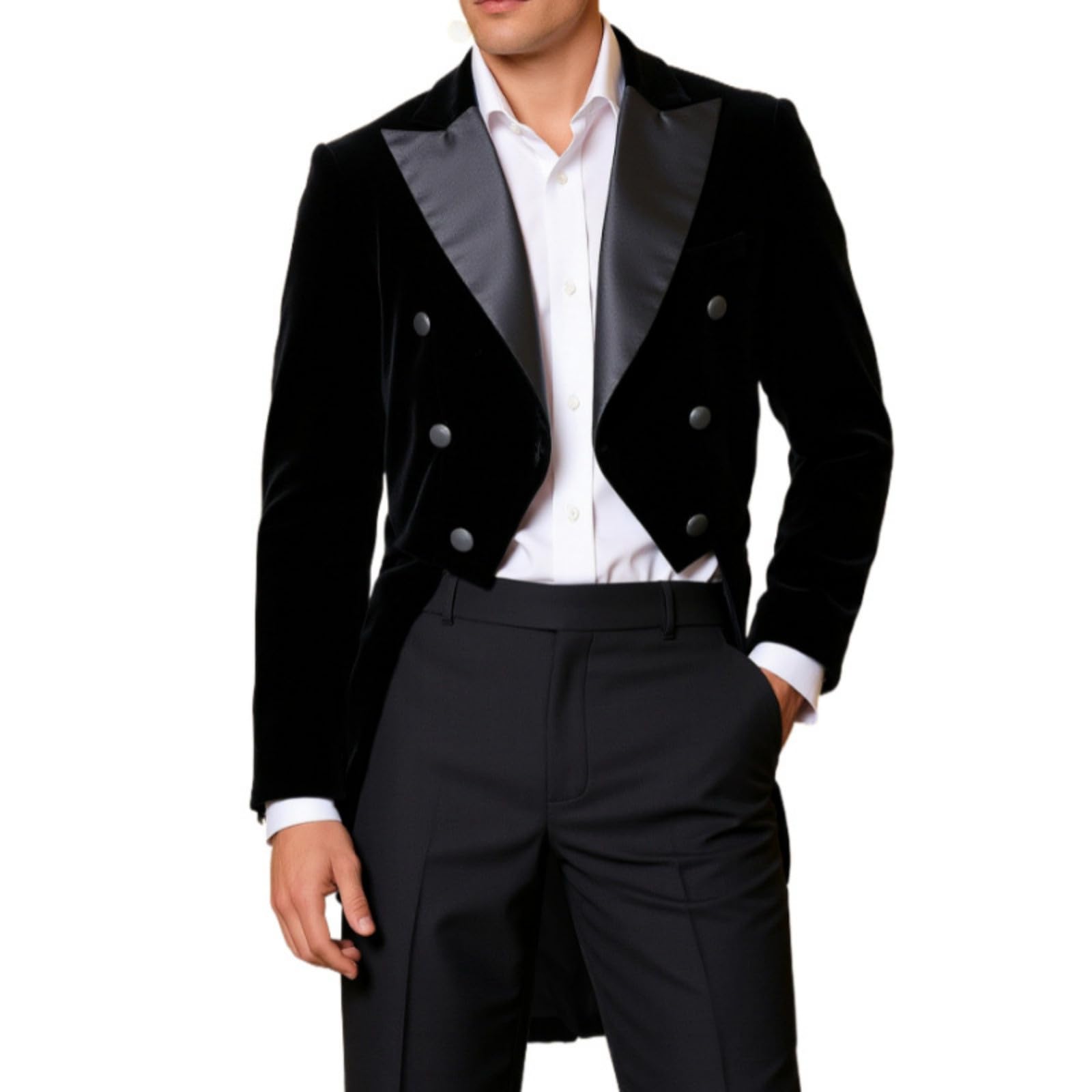 Smoking pour Homme avec Veste Slim Fit, Manteau pour Homme, Mariage Décontracté, Revers Victorien, Queue-De-Pie, Costume De Cérémonie