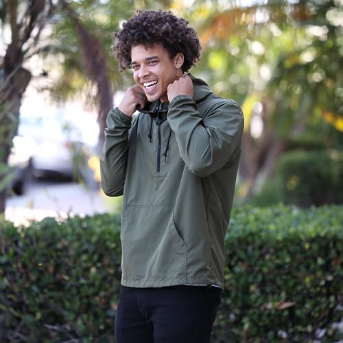 Global Blank Men's Lightweight Packable Windbreaker Jacket Water Reistant Zip Up Hoodie for Men3