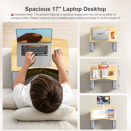 Image of OPTIXCELL Lap Desk for Adults with Arm Rests,Ergonomic Laptop Pillow Stand for Bed,Couch,Floor (Wood)