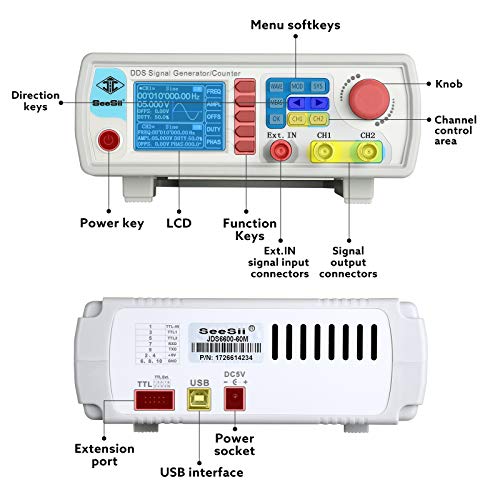 Professional Upgraded Dds Signal Generator Counter, Seesii 60Mhz Lcd Display High Precision 200Msa/S Dual-Channel Arbitray Waveform Function Generator Frequency Meter #TOP5