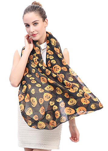 Lina & Lily Halloween Pumpkin Print Women's Infinity Loop Scarf Lightweight4