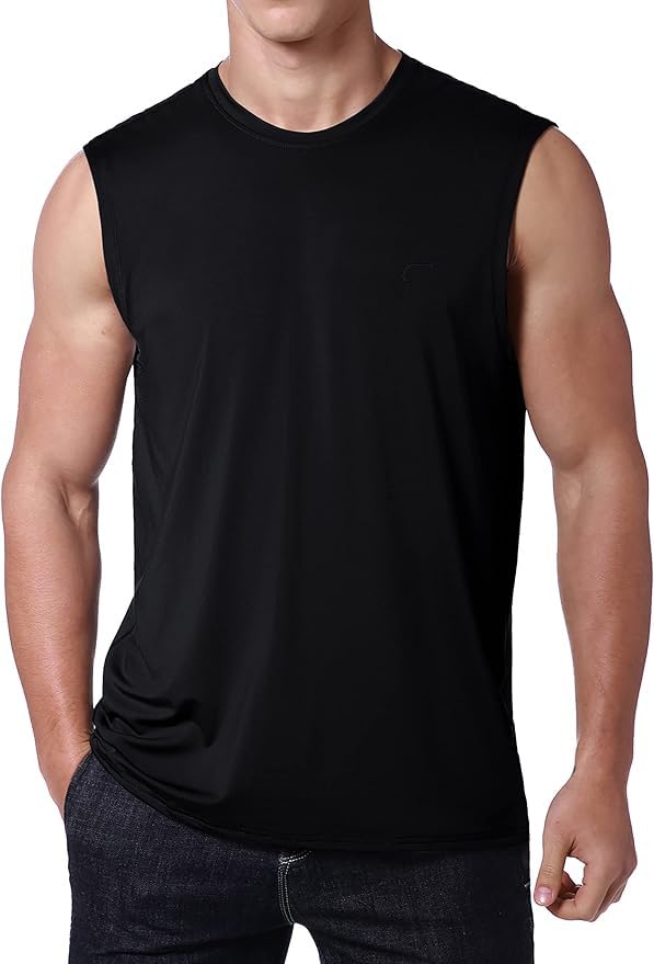 Sleeveless t shirts | Black Vest | Baniyan | Swimming tshirt for Men | Compression Vest for Men fat - Mens Shapewear, Sweat-Control Slim Fit with Light Tummy Support for a Sharper, Confident Look-image-11