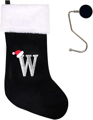 Vista 58 de Medias de Navidad con monograma de 20 pulgadas con letras, medias de Navidad súper suaves, medias grandes con monograma, medias de letras rojas