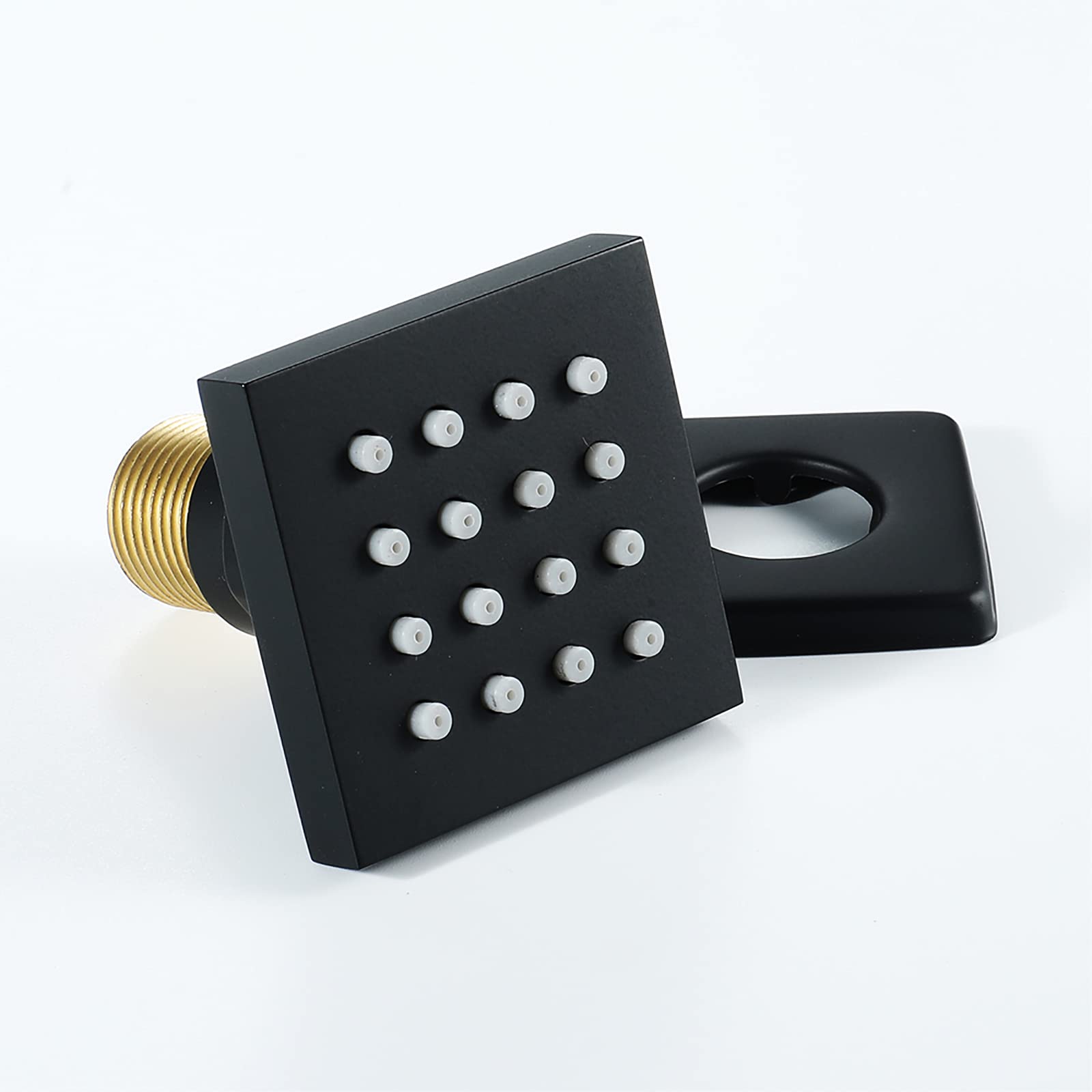 Ducha Lateral Negro Chorros Rociadores Laterales en Latón Ajustable Cuadrado Rociador de Ducha Montado en la Pared Accesorios de Baño de Ducha, 50x50mm,2 Pack
