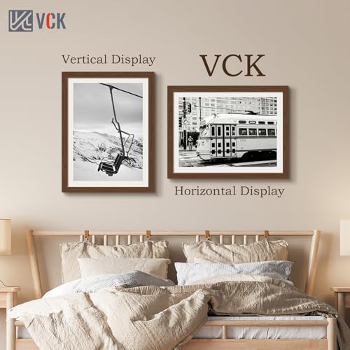 Image of VCK 18x24 Poster Frame Solid Wood Brown 3 Pack Picture Frames 18 x 24 Inches with Wall Mounting Hanging