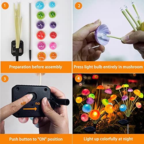 Morestar Solar Outdoor Lights Mushroom Garden Decor,2 Packs 24 Led Solar Mushroom Lights Waterproof,Solar Decorative Garden Stakes Lights,Gardening Gifts For Mom Yard Art Patio Lawn Ornaments Outside #TOP4