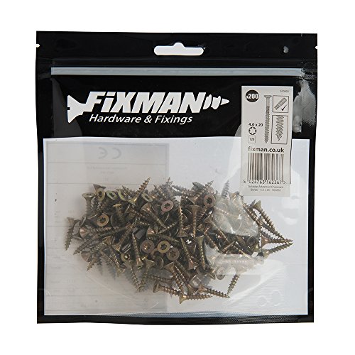 Fixman 563855 Goldstar Advanced Chipboard Screws 4.0 x 20mm 200pk