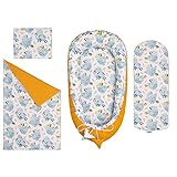 👶 MATRATZE UND DECKE – Das große Deckchen sowie die Unterlage dienen als ideale Ergänzung zum Set für eine perfekte Erstausstattung. Die Decke hält die Wärme ideal im Kuschelnest und ist mit der Innenseite aus dickem Baumwoll-Flies super weich.