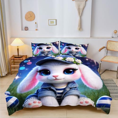 Housse de couette 160x200 lapin et 2 taies 65x65 en microfibre - 3