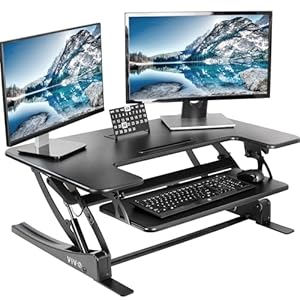 VIVO DESK-V000V – Convertitore da scrivania regolabile in altezza, 91 cm, serie V, da tavolo con doppio monitor, colore: nero