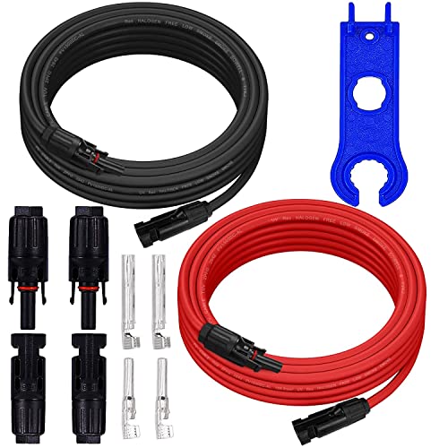 HUAZIZ 2 Meter Cavi di Collegamento Solari,4mm²12AWG Cavo di Prolunga per Pannelli Solari, Cavo...