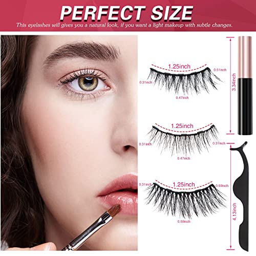 Image of Batfield 3 Pairs of False Eyelashes Magnetic with Eyeliner and Tweezer, 3D Natural Mixed Style Magnetic Lashes, Reusable Magnetic Eyelashes for women(Style 1)