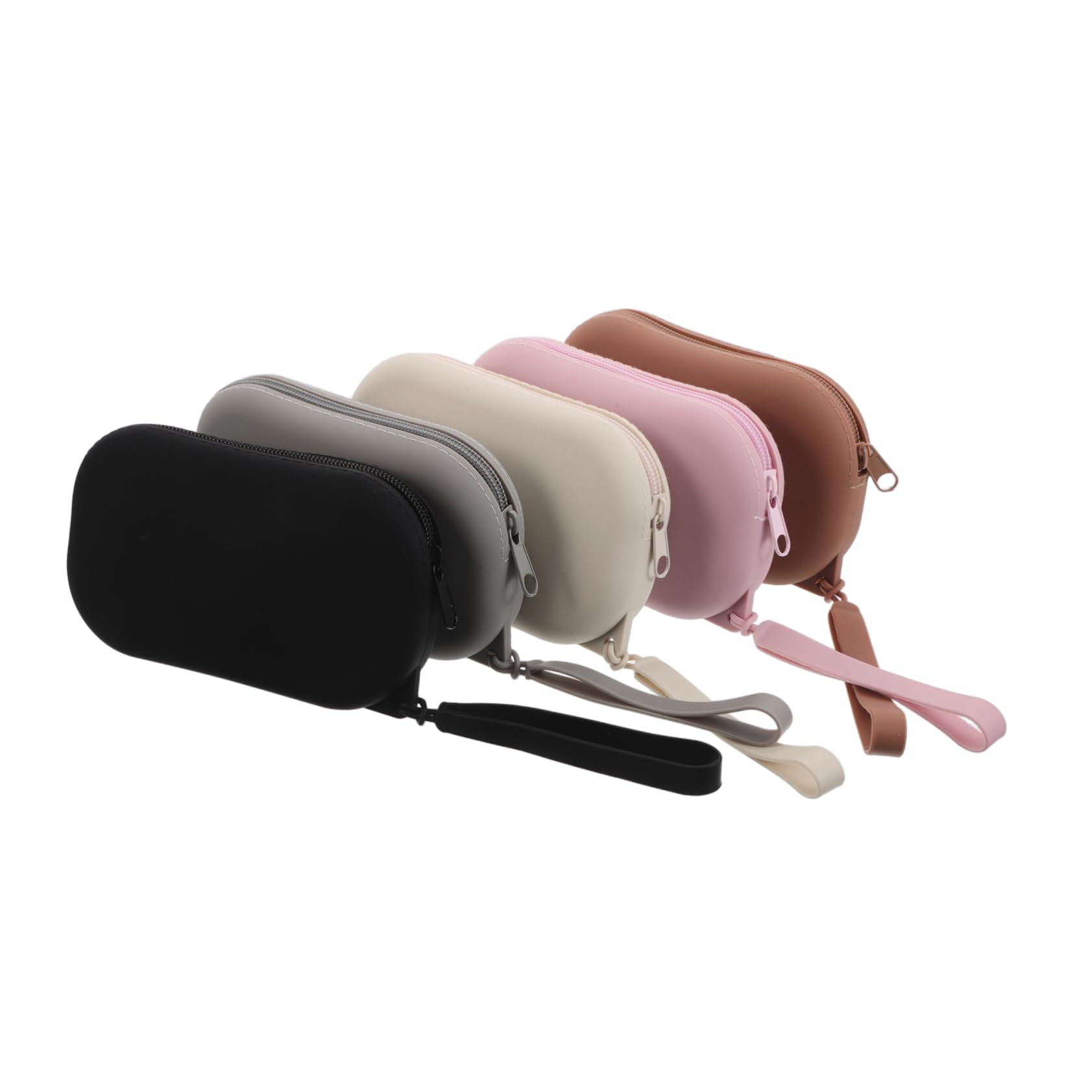 NOLITOY 5pièces Trousse de Toilette Silicone Petite Pochette Zippée Portable Trousse de Maquillage pour Femme Organisateur de Voyage pour Clés et Accessoires