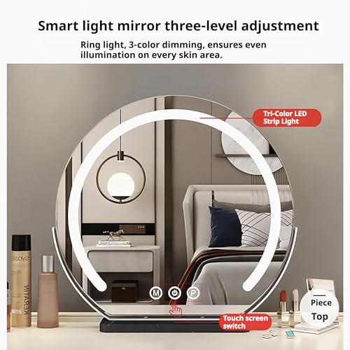 Espejo de tocador con luces, medio círculo, LED táctil miniatura 2
