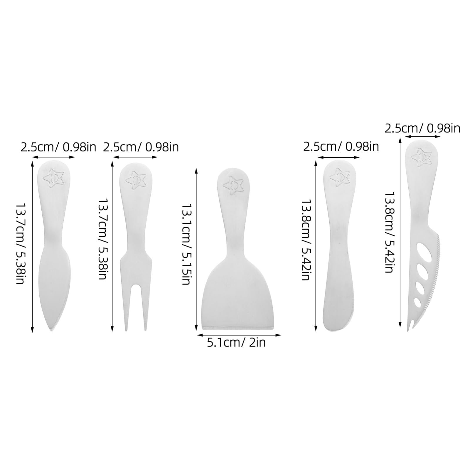 COLLBATH 5Pcs Stainless Steel Cheese and Butter Knife Stainless Steel Cheese Accessories for Easy Cutting of Hard Cheese and Butter for Family Dinners and Special