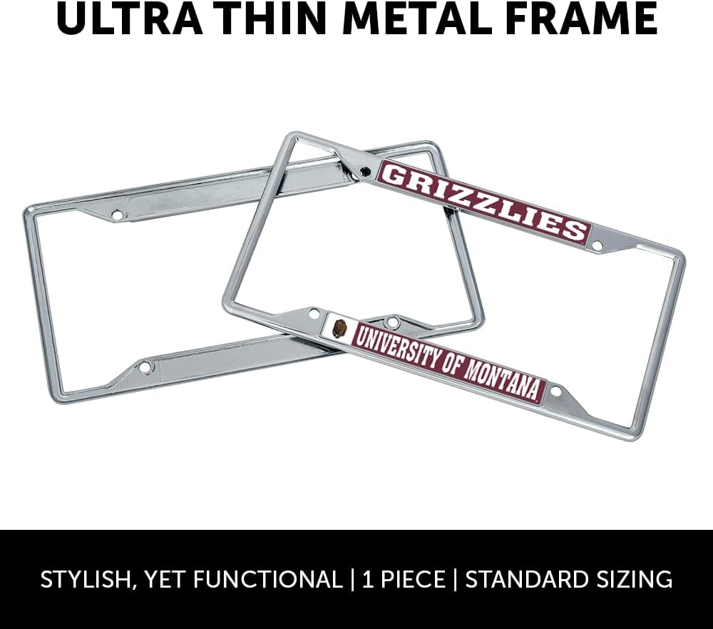 Desert Cactus University of Montana Grizzlies UM Griz UMont Car Accessories Metal License Plate Frame and Tag Holder for Front or Rear of Car (Mascot) - Image 2