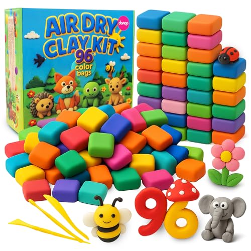 Air Dry Clay Kit 96 Colors for Kids, Lightweight and Non-Sticky Modeling Clay with Sculpting Tools and Storage Bags, DIY Arts and Crafts Gift for Boys and Girls Ages 3+ by domqo - Used condition - US$23.62
