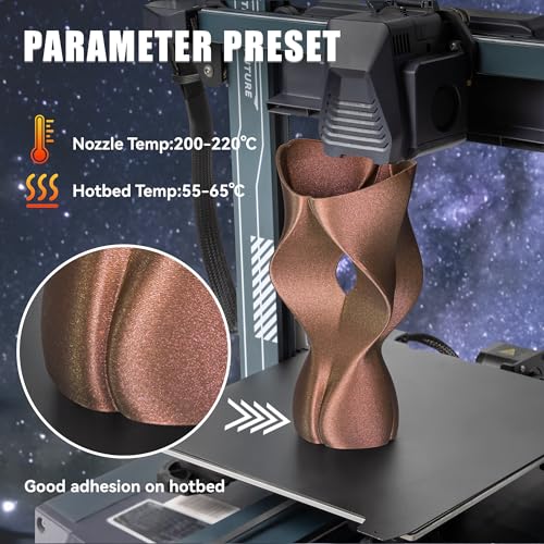 Image of TINMORRY PLA Filament 1.75mm 1kg, Galaxy PLA 3D Printer Filament, Compatible with Most FDM 3D Printers, 1 KG 1 Spool, Galaxy Brown