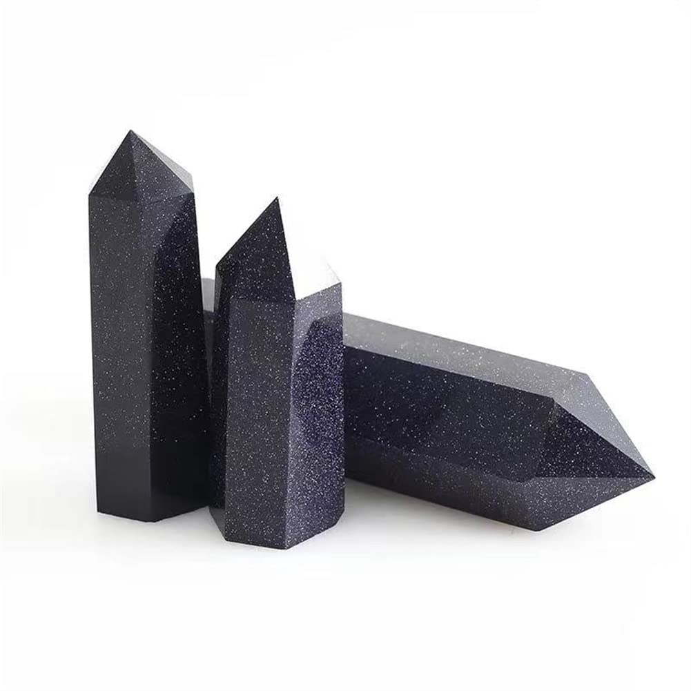 70 mm-80 mm natürlicher Kristall, blau-Goldener Sandstein, Turm, Quarzspitze for Feng Shui, 1 Stück, wunderschöner Kristall ERTEYIN