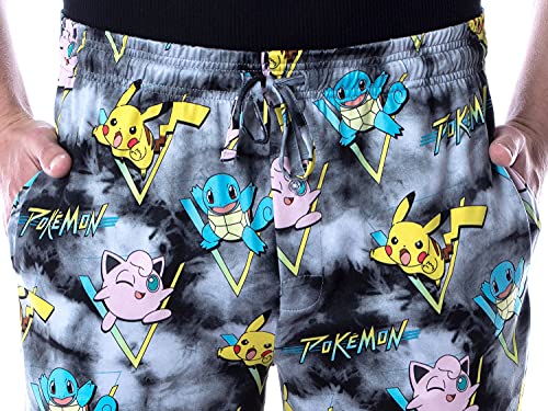 Pokémon Men's Pikachu Squirtle and Jigglypuff Tie Dye Adult Sleep Bottoms Pajama Pants3