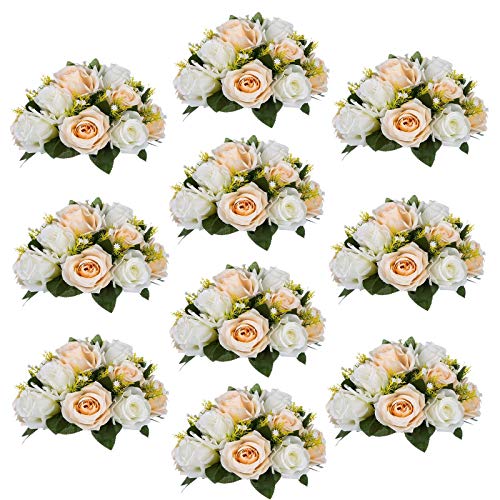 Sziqiqi Pack of 10 Fake Flower, Silk Rose Flowers, Suit for Wedding/Party Centerpiece Road Lead Flower Rack Decorations, 10 Pieces by Sziqiqi - Used condition - US$39.98