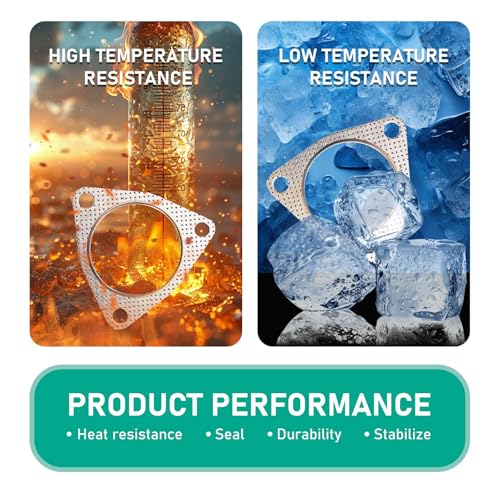 Image of 2 PCS Car Exhaust Gasket, 2.48 inch 3 Bolt Resistant High Temperature Flange Sealing Gasket, Tight-Fitting Leak-Proof Muffler Gasket Modification Accessories, Universal for Most Cars (Silver)