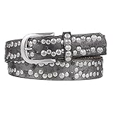 Zakatte • Damen Nietengürtel aus Kunstleder Gürtel mit Nieten Hüftgürtel Taillengürtel F27 (Anthrazit, 75 cm)