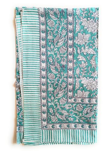 KGM tillbehör multifunktion extra stor indisk 100 % mjuk bomull handblock tryckt sarong scarf sjal strandsjal pareo, Grönt+vitt, XL