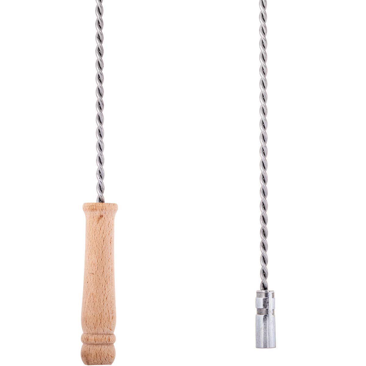HOLZBRINK Stantuffo/Asta pulizia camini-canna fumaria dal basso flessibile con manico in legno, M12, 80cm