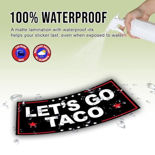 Image of Subtle Let's Go Taco Bumper Sticker Anti Funny Leftist Feminist Social Justice Human Rights Black Vinyl Decal for Car Truck, Waterproof UV-Resistant 7.5x3.75in