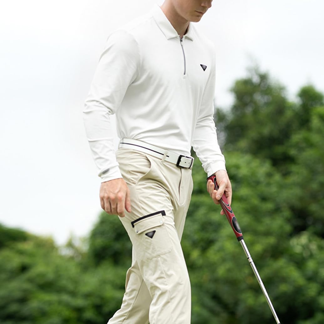 Polo Elástico De Manga Larga con Cremallera para Hombre Camiseta Informal De Golf A La Moda