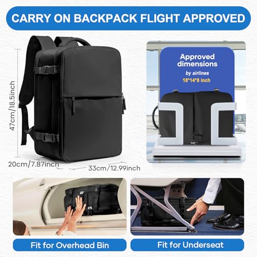 Image of coowoz Vacuum Travel Backpack With Pump For Women Men Airline Approved,Carry On Backpack,Large Hiking Laptop Backpacks Waterproof Outdoor Sports Rucksack Casual Daypack Backpacks XLarge(Vacuum pump)