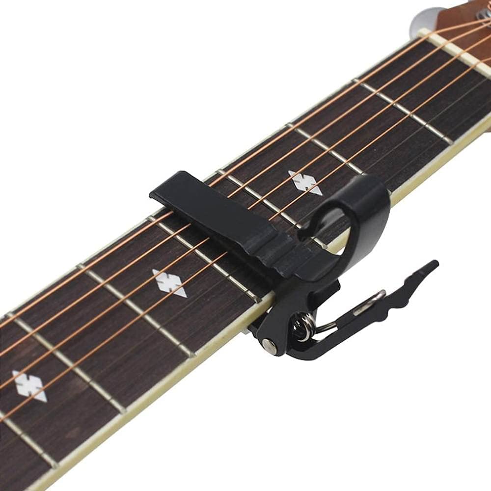 Clip per accordare la Chitarra Capotasto per Chitarra in Lega di Metallo, per capotasto per Chitarra Ukulele Banjo mandolino, Nero