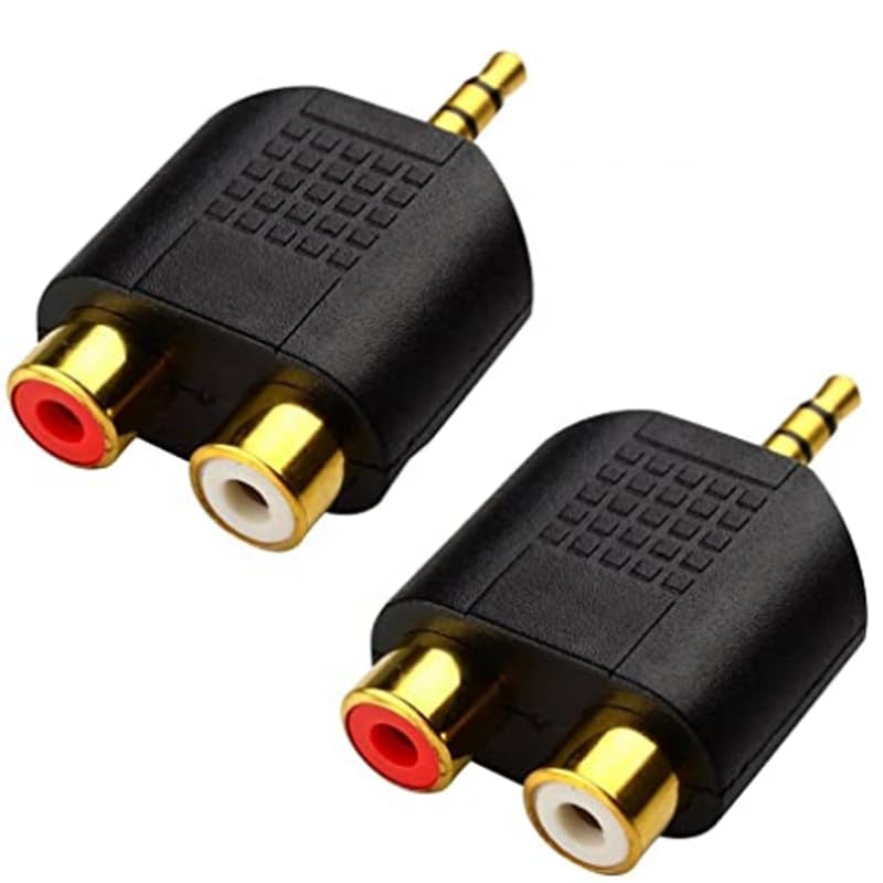 Gold Plated Pack of 2 Pieces 3.5mm TRS Male to Dual RCA Female Audio Splitter Adapter for Speaker, Headphone, Amplifier & AV Systems (2 Pack)Compatible with computers, laptops, TVs, multimedia systems-image-30