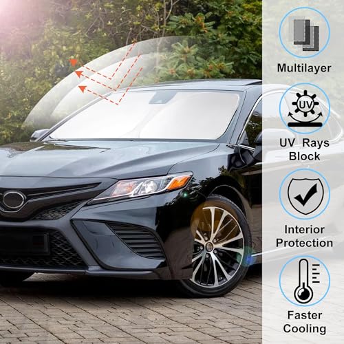 Image of Windshield Sun Shade Custom Fit 2018-2024 2025 2026 Toyota Camry LE XLE Hybrid SE XSE Sedan Accessories Front Foldable Window Sunshade