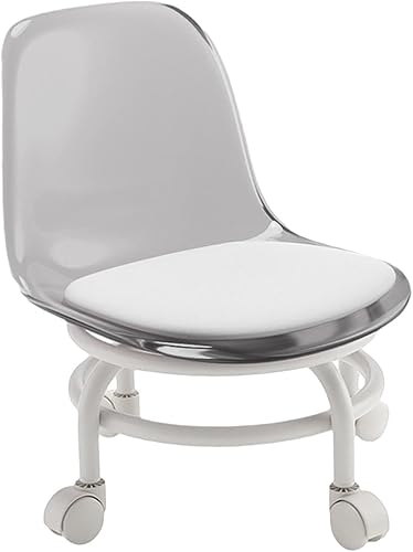 Taburete bajo rodante, taburete de asiento bajo con rodillo y respaldo, taburete giratorio para limpieza del hogar, lavandería, fitness, flexiones,