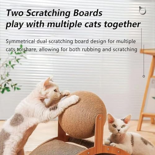 Rascador para gatos de madera con bola giratoria para interiores miniatura 5