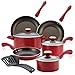 Paula Deen Signature Dishwasher Safe Nonstick 11-Piece Cookware Set, Red
