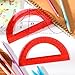 EBOOT Plastic Protractor Math Protractors 180 Degrees, 6 Inch, Pack of 2 (Red)