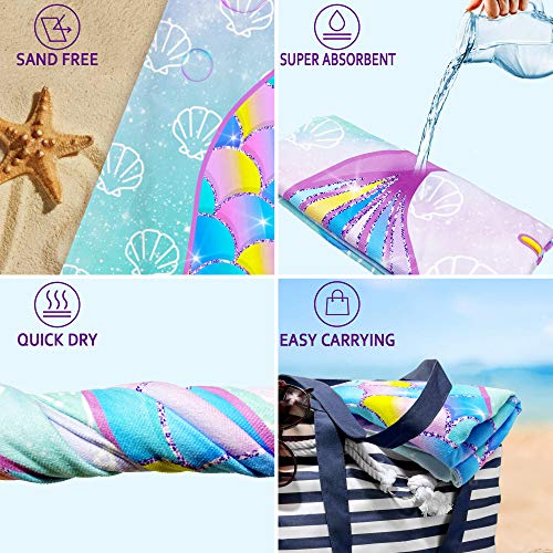 Pinata Mermaid Beach Towel Girl Oversized Kid Adult Towel Quick Dry Microfiber For Swimming Pool Bath Travel Outdoor Camping Multi-Use Colorful Mermaid Tail Wrap Towel Gift For Teens Women 30"X 60 Inch thumb #3