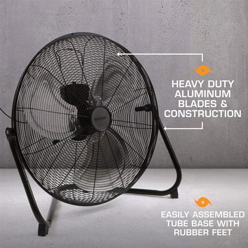 image for Hurricane Pro Heavy-Duty High Velocity Metal Blade Floor Fan w/ 3 Spee